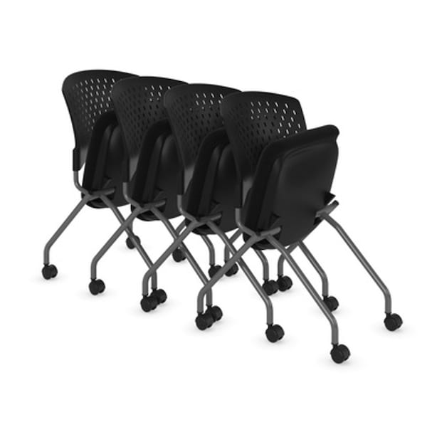 Perch Collection Armless Nesting Chair With Casters, Titanium Frame
